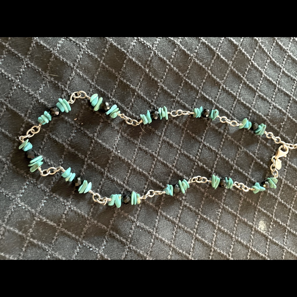 Vintage Silpada Turquoise Black Bead Sterling Silver Necklace - Retired 45$